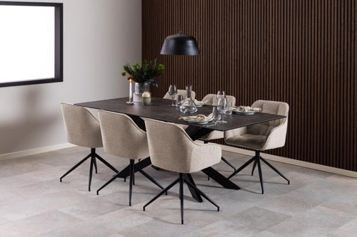 Otočná jídelní židle Brooke čalouněná s područkami, béžová, moderní Actona