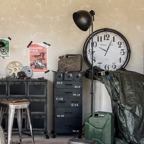 Stojací lampa do obýváku Basalt černá kovová trojnožka industriální Atmosphera 175 cm