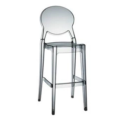 Barová židle Igloo 74 cm kouřově transparentní s opěrkou moderní do kuchyně a jídelny SCAB Design