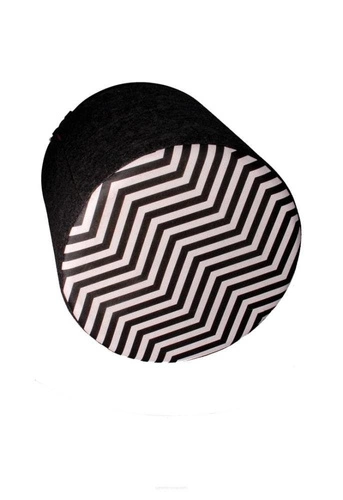 Kulatá čalouněná taburetka Ceily Intesi moderní do obýváku nebo ložnice černo-bílá 40 cm