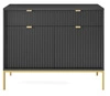 Černá rýhovaná komoda se zlatými nohami a zásuvkami 104 cm do obýváku Intesi