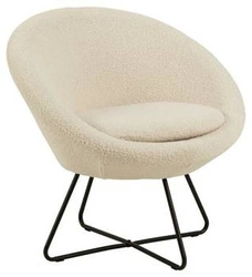 Moderní čalouněné křeslo mušle Center béžové do obýváku a ložnice na kovových nohách