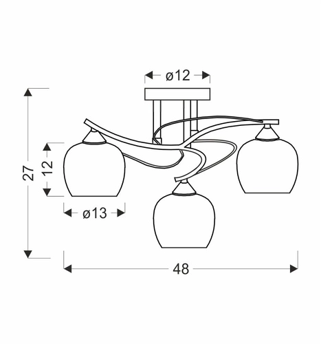 Moderní stropní svítidlo Prego chrom 3bodové do obýváku a jídelny skleněné