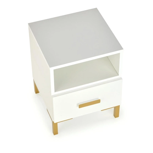 Moderní bílý noční stolek Tisaia Intesi se zásuvkou do ložnice a studentského pokoje