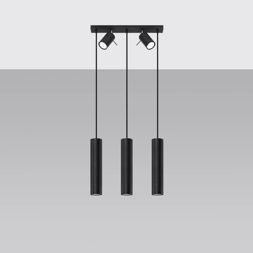 Závěsné svítidlo RING 3 černé moderní s pohyblivým stínidlem do obýváku a jídelny