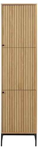 Úzká šatní skříň Albany s lamelami, přírodní dub, moderní do ložnice nebo šatny