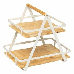 Dřevěná kuchyňská police Ordera dvouúrovňová s madlem moderní bambusová bílá 5five