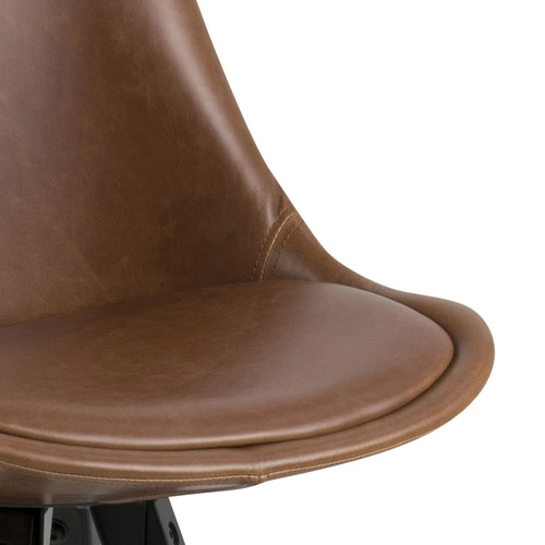 Barová židle Dima Brandy s opěrkou do kuchyně a k ostrůvku, čalouněná ekokůží na dřevěných nohou