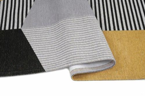 Moderní koberec Metropolis Yellow 200x300 do obýváku geometrický protiskluzový pratelný