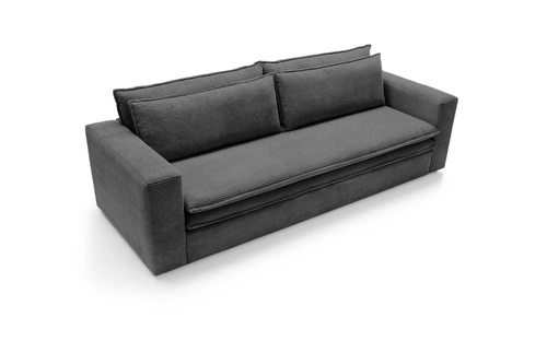 Rozkládací pohovka Ulnes s funkcí spaní pro 3 osoby, šedý manšestr, do obýváku s úložným prostorem