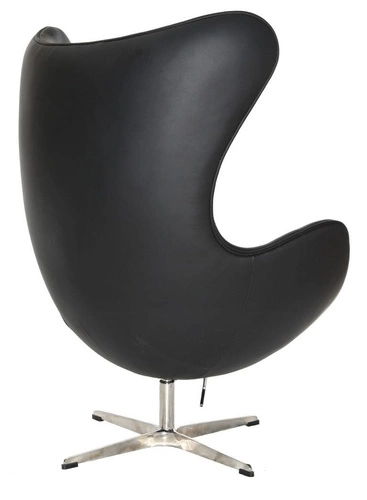Kožené otočné křeslo ušák Egg černé s houpací funkcí do obýváku a kanceláře moderní