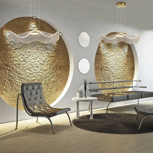 Závěsné svítidlo Velo no.2 zlaté LED moderní do obýváku a jídelny, nastavitelné 50 cm