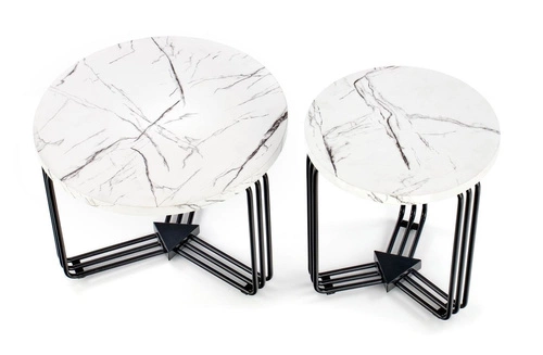 Konferenční stolek Lintica kulatý bílý mramor moderní do obýváku na kovové podstavě Intesi