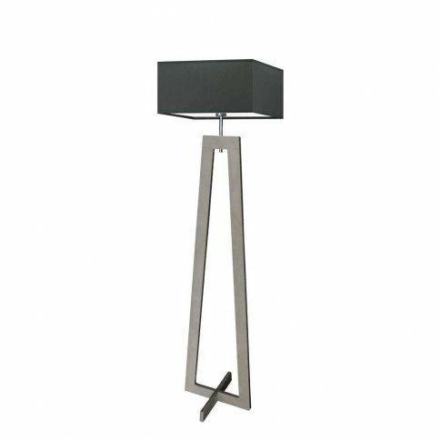 Stojací lampa do obýváku Jawa Lysne moderní dřevěná s grafitovým stínidlem 138 cm