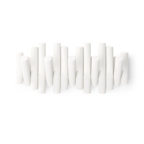 Nástěnný věšák do předsíně Umbra Picket bílý dřevěný skládací moderní 5 háčků