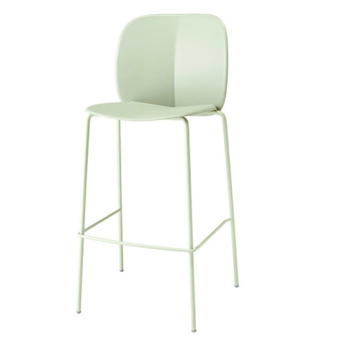 Barová židle s opěrkou Mentha zelená moderní 65 cm do kuchyně a jídelny na kovových nohách