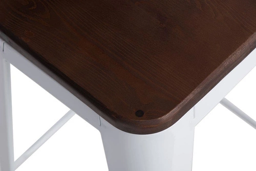 Barová židle Paris Wood 75 cm industriální bílá s dřevěným sedákem k kuchyňskému ostrůvku D2.DESIGN