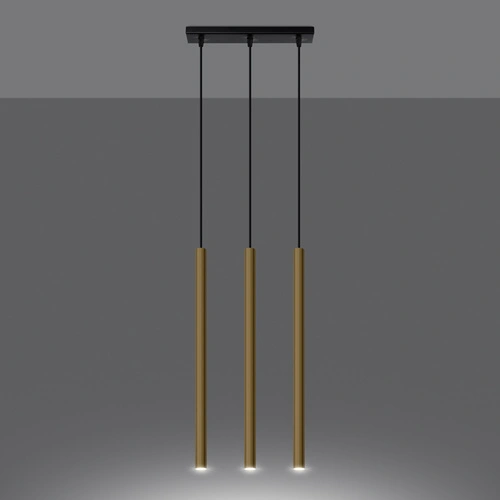 Závěsné svítidlo Pastelo 3x zlaté moderní nastavitelné do obýváku a jídelny