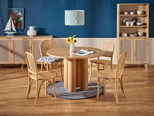 Jídelní kulatý stůl Zilonis 120 cm moderní přírodní dub Intesi skandinávský