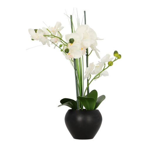 Umělá orchidej Atmosphera bílá moderní do obýváku 53 cm jako živá v květináči
