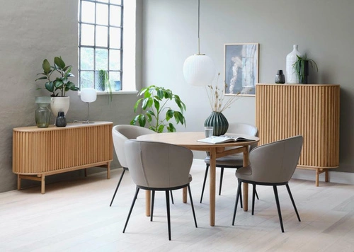 Rozkládací kulatý jídelní stůl Carno 120 cm přírodní dub