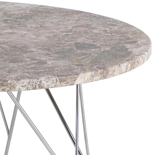 Konferenční stolek Prunus kulatý 80 cm mramorový šedý chrom moderní do obýváku Actona
