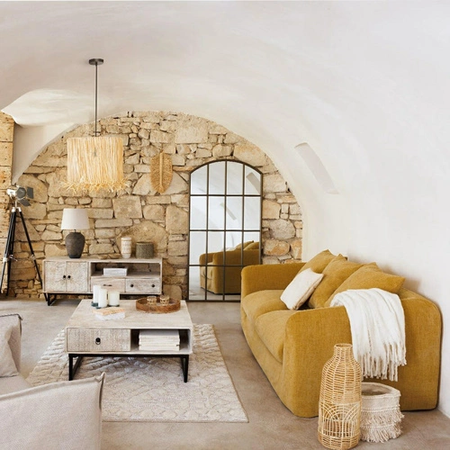 Vysoká dekorativní váza boho Sieste a Lourmarin ratanová do obýváku Atmosphera 55 cm