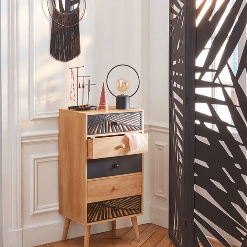 Dřevěný bílý paraván Akira 3dílný do obýváku a ložnice Atmosphera