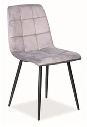 Jídelní židle Mello Intesi čalouněná sametem šedá moderní s černými nohami