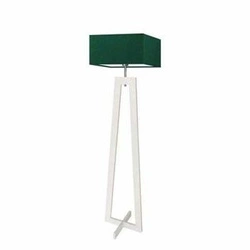 Stojací lampa JAWA zelená s textilním stínidlem, moderní dřevěná lampa do obývacího pokoje Lysne