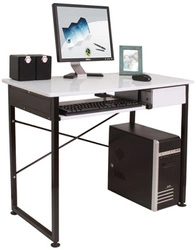 Moderní bílý psací stůl Hedwig s šuplíkem a policí, kompaktní 92 cm Intesi