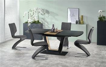 Rozkládací jídelní stůl Raffel 160-200 cm moderní černá deska MDF sklo Intesi