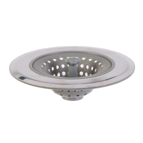 Kuchyňské sítko do dřezu Intesi šedé silikonové a nerezové moderní 11 cm