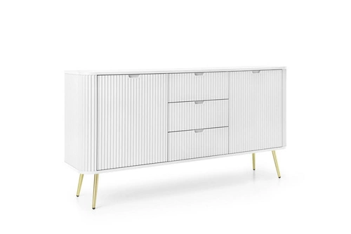 Komoda Seda bílá se zásuvkami na zlatých nohách 168 cm moderní glamour do obýváku Intesi