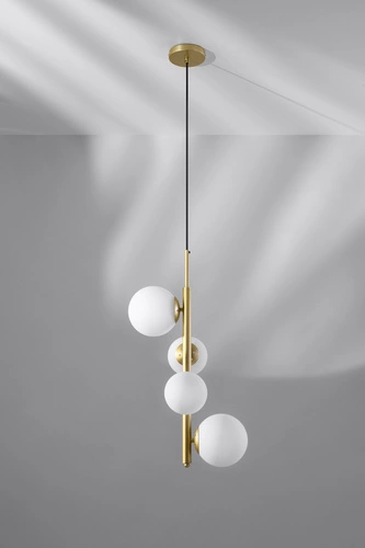 Mosazná závěsná lampa Cordel 4x20W G9 s bílým difuzorem