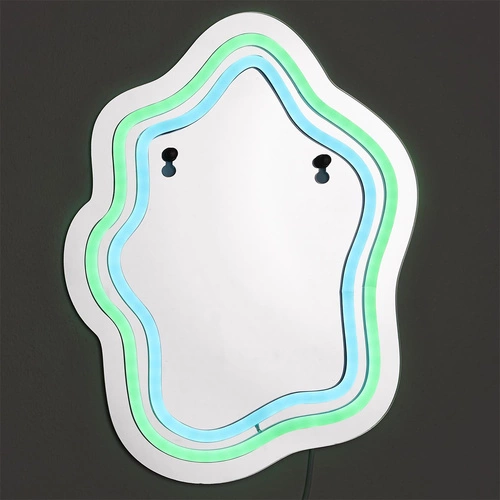 LED zrcadlo Intesi nepravidelné s neonovým osvětlením do koupelny a na toaletní stolek 22,5 cm