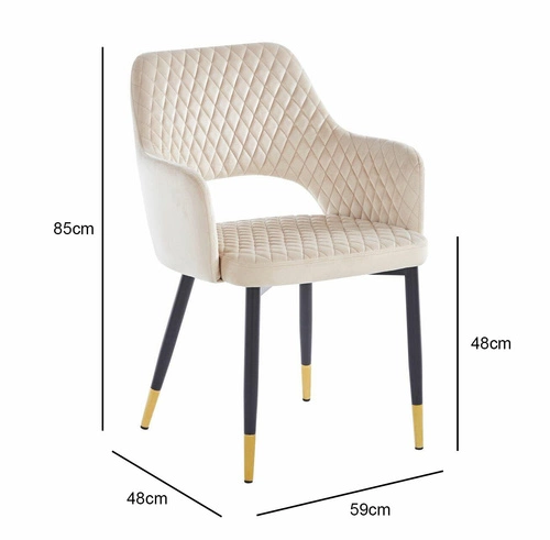 Čalouněná jídelní židle Olivia Velvet béžová s područkami moderní