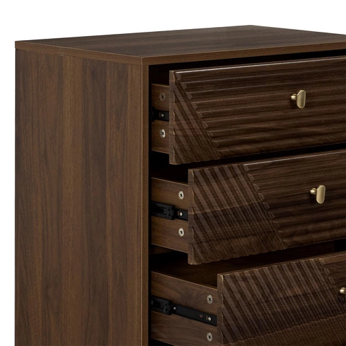 Komoda Tiffany s drážkovanými zásuvkami, ořech, 60 cm, klasická na nožkách do obýváku Intesi