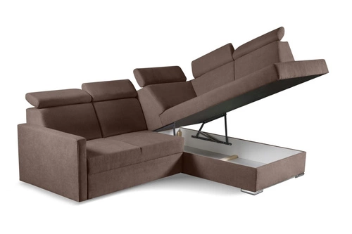 Rohová sedací souprava s rozkladem do obýváku Mils XL pravá moderní hnědá Intesi