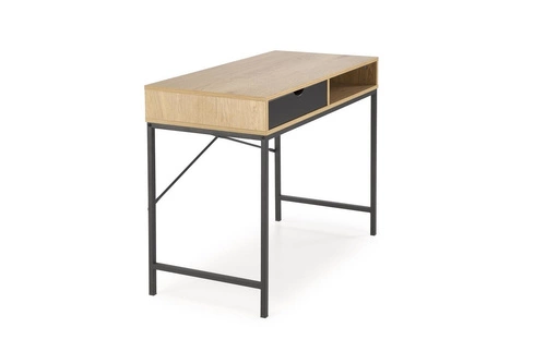 Pracovní stůl Bocka moderní loftový se zásuvkou a policí přírodní/černý 95 cm