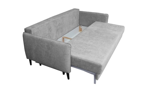 Rozkládací třímístná pohovka Lika s funkcí spaní do obýváku, manšestrová šedá s úložným prostorem