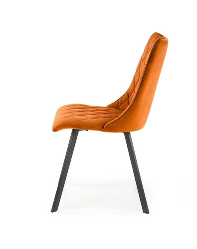 Jídelní židle Elise Intesi čalouněná sametem, skořicová, moderní na černých nohách