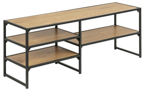 Industriální TV stolek 120 cm Seaford do obýváku dub přírodní a černá Actona