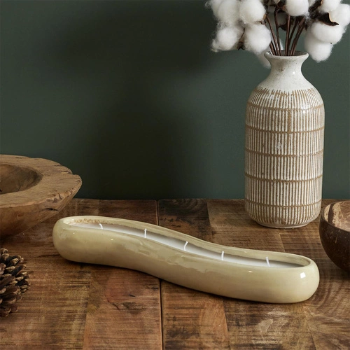 Dekorační keramická svíčka Glaze bílá obdélníková Intesi moderní do obýváku