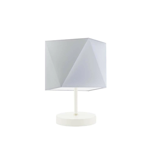 Noční lampička PASADENA moderní se světle šedým stínidlem na bílém podstavci do ložnice