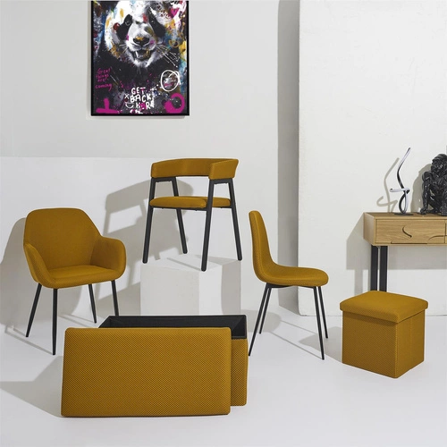 Žlutá čalouněná jídelní židle Craft Intesi s područkami, moderní do kuchyně