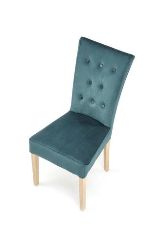 Čalouněná jídelní židle Xsavier zelený samet s dřevěnými nohami Intesi