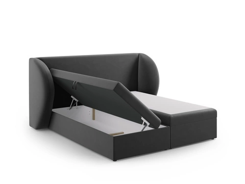 Čalouněná postel Miley šedý samet 160x200 s úložným prostorem moderní do ložnice