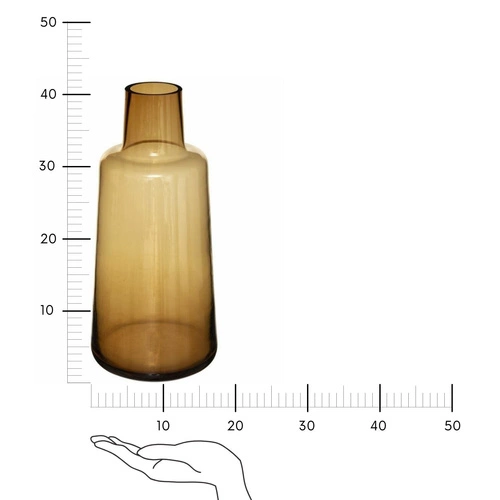 Skleněná váza Solid jantarová vysoká dekorativní na květiny do obýváku Atmosphera