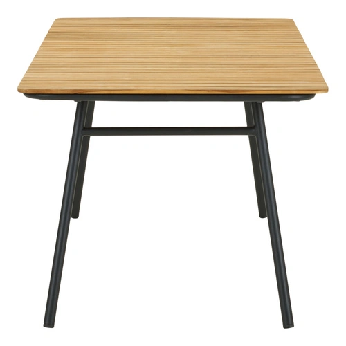 Zahradní stůl Cleveland 220x90 cm z teakového dřeva na terasu s černými nohami